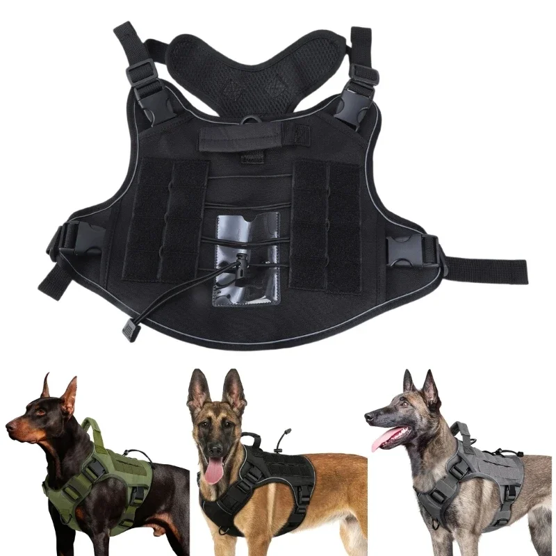 

Тактический нагрудный жилет для уличной собаки с несколькими креплениями и защитными светоотражающими полосами для прогулок,