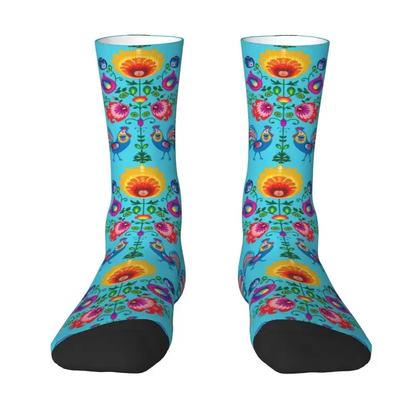 

Polish Folk Flowers And Roosters Socks for Women Male Men Stretch Summer Autumn Winter Poland Floral Art Crazy Crew Socks