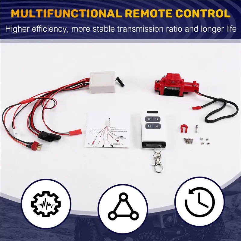 ABUM-For 1/10 RC Crawler Compatible 1/10 Scale Car Model New Climbing Car Rescue Metal Winch With Multifunction Remote Control R