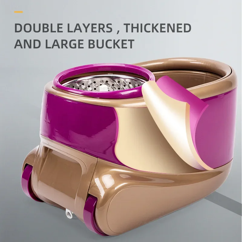 

Stainless Steel Retractable Handle Removable Rotating Silent Roller Mop Cleaning Hands Free Magic Mop 360 with Removable Bucket