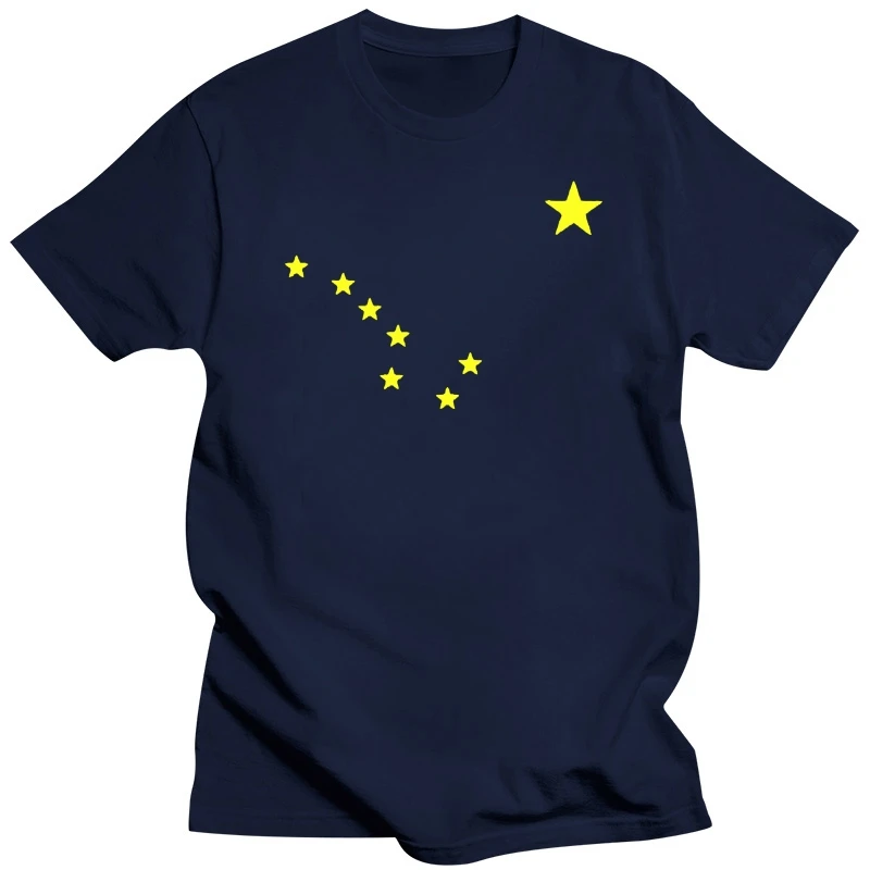 2019 Short Sleeve O-Neck Summer Short Sleeves Cotton Fashiont Shirt Alaska State Flag Big Dipper Native Local T-Shirt