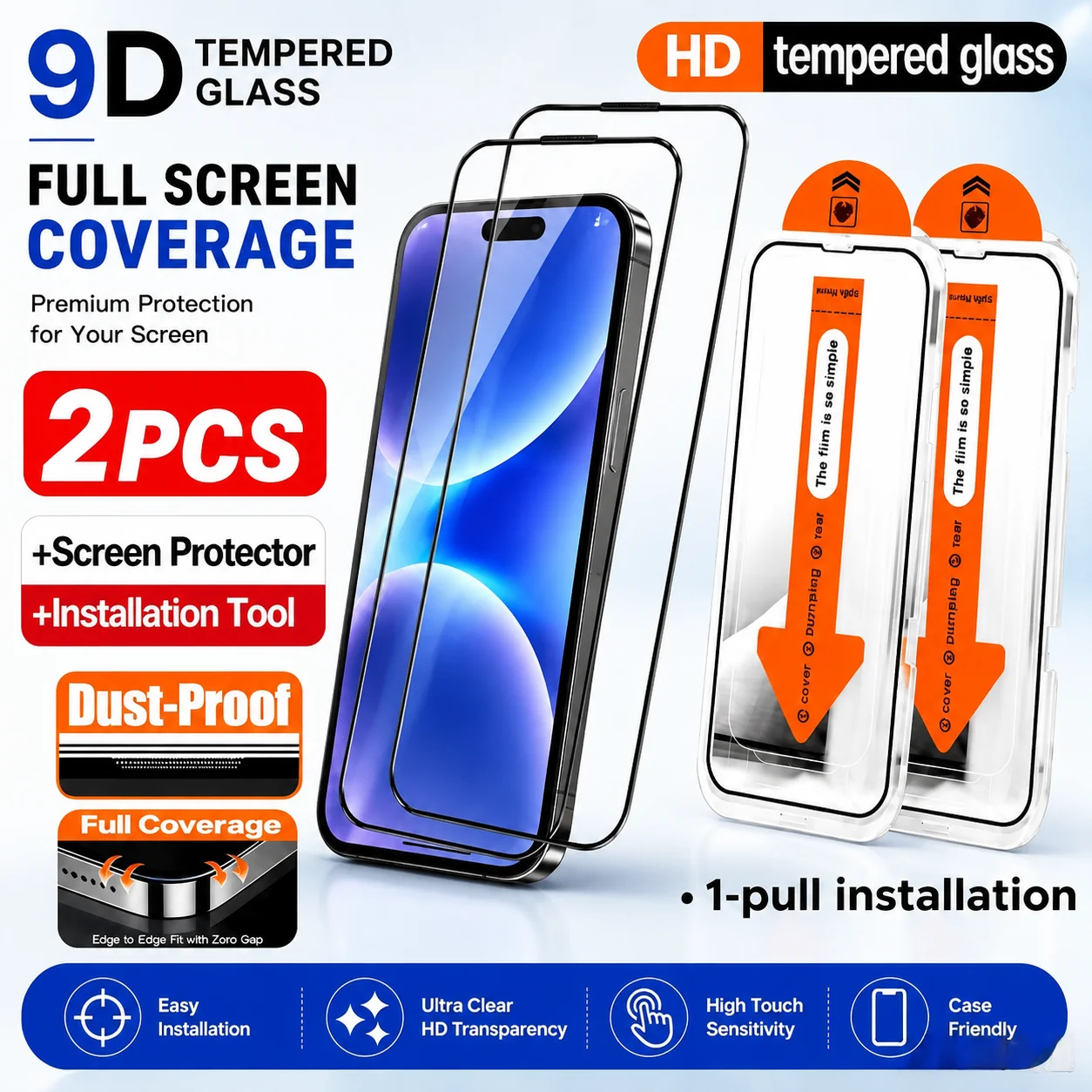 2er-Pack Hochtransparente Displayschutzfolie für iPhone 17 16 15 14 Pro Max Air 17e 16e 13 12 11 Pro 15 14 Plus – Staubfreie Installation, Glas