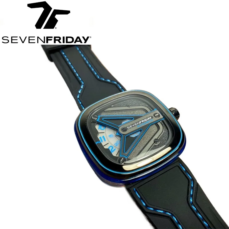 SEVENFRIDAY-Mechanical Watch for Men, M Series, Square, Large Dial, Trendy, M3/02, Supports NFC, Casual, Sports, Luxury Brand