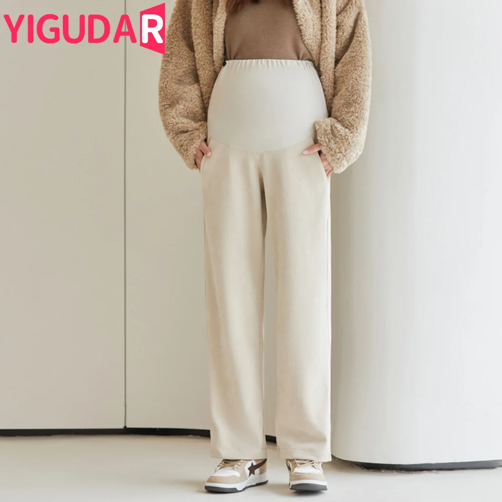 

Maternity Pants Fall Winter Outside Wearing Wide Leg Pants Straight pregnancy photoshoot Pants Thickened pregnant women Clothing