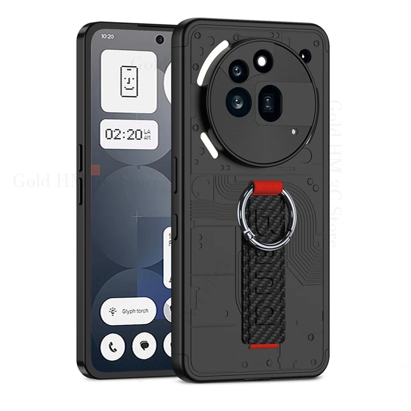 

For Nothing Phone 3a Pro Shockproof Wriststrap Matte Phone Case For Nothing Phone 3A Pro Hand Band Protective Tough Phone Cover