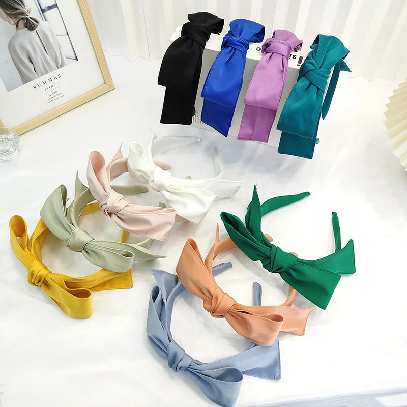 Colorful Satin Big Bow Hairbands Headbands Ornament Accessories Hair Accessories Wholesale