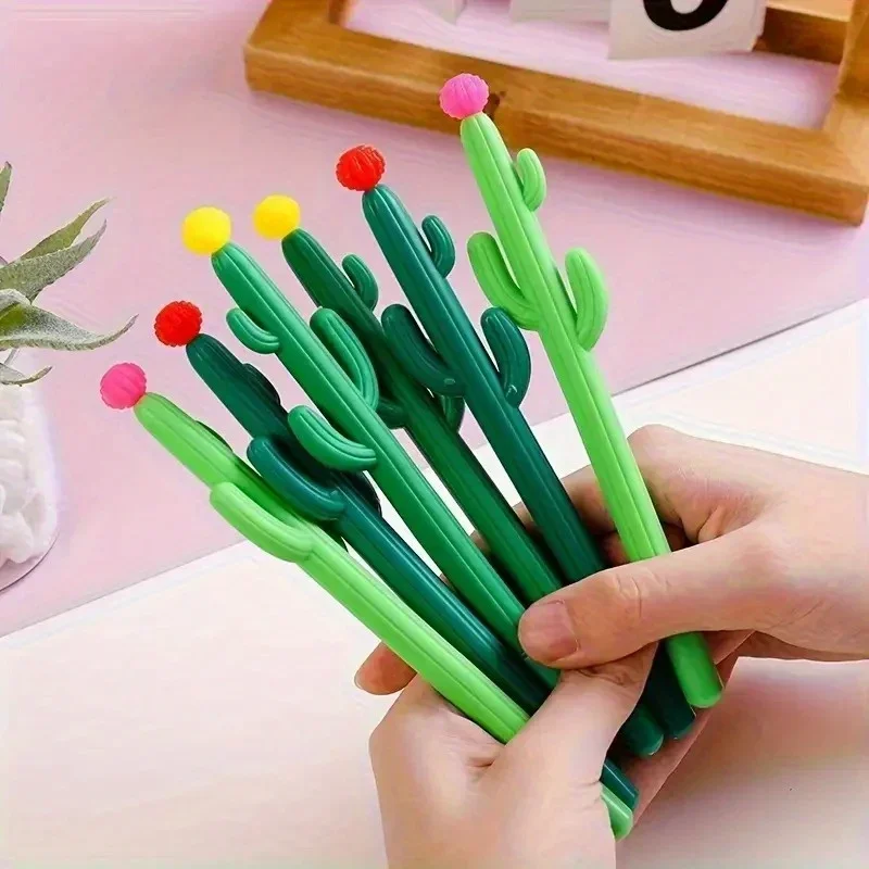 

Cactus-Shaped Flower Top Gel Pens, Creative Soft Grip Writing Pens, Fun Stationery for School, Office and Home