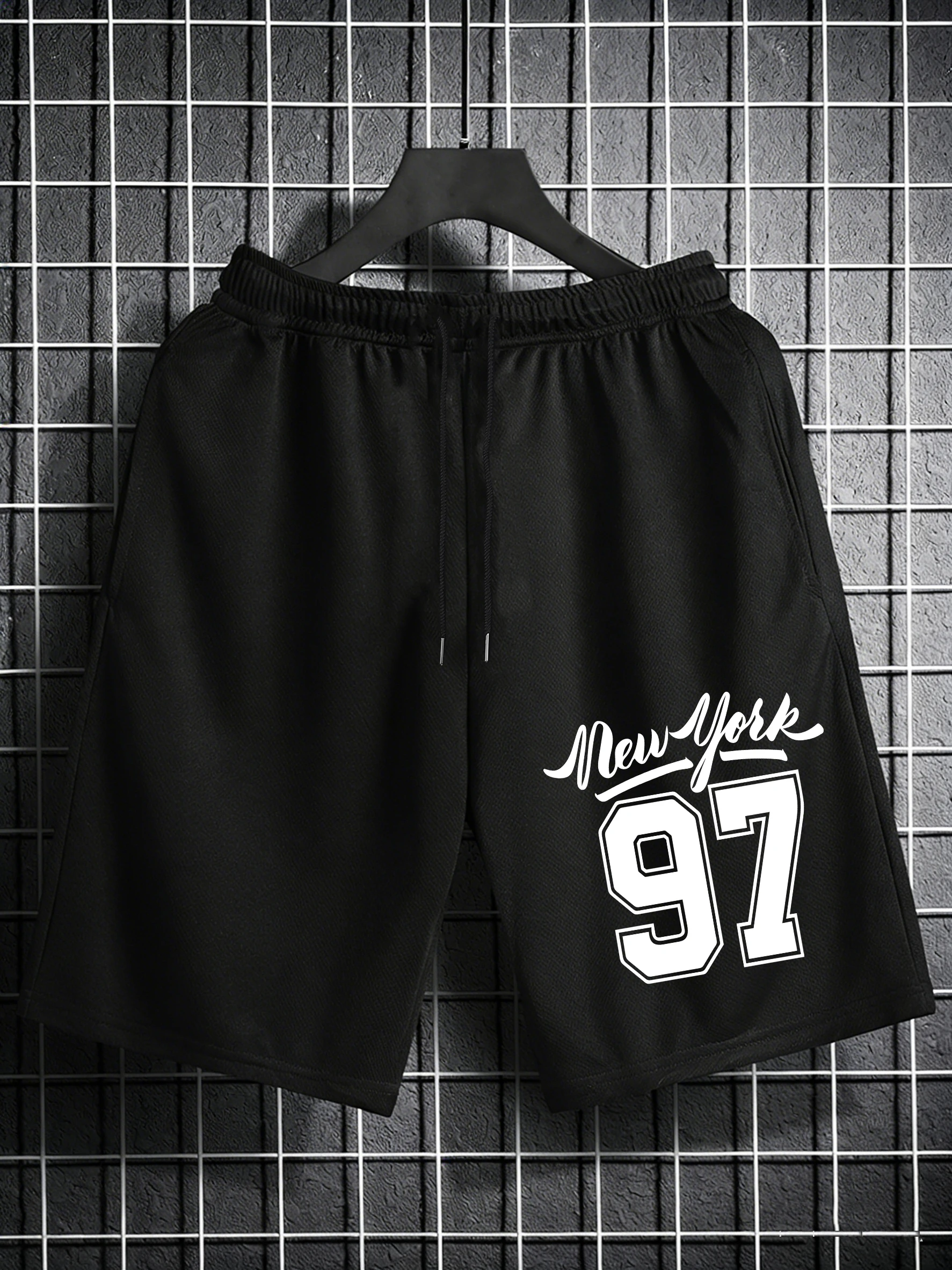 

New York Number 67 Pattern Men'S Shorts Summer Swimming Trunks Beach Pocket Wide Leg Sportswear Vacation Loose Gym Short Pant
