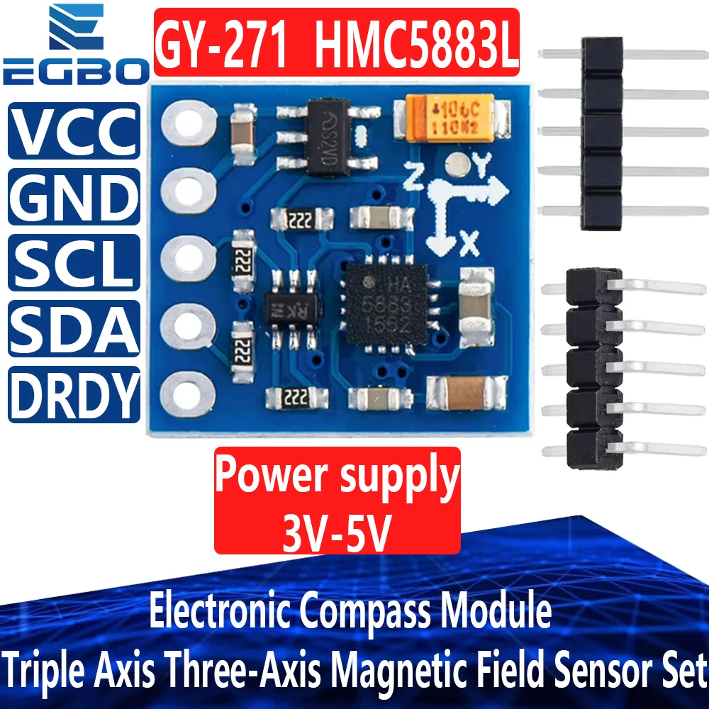1 ~ 10 قطعة GY-271 وحدة البوصلة الإلكترونية HMC5883L ثلاثي المحور ثلاثة محاور المجال المغناطيسي الاستشعار مجموعة للإلكترونيات و DIY بها بنفسك