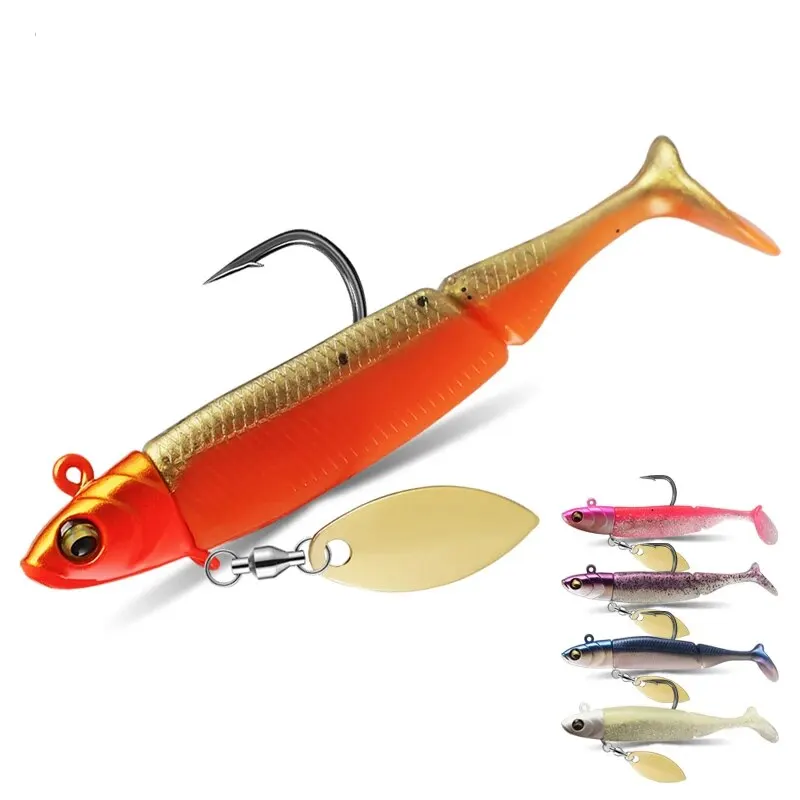 TAIYU Jig Head Soft Fishing Lures 21g T-tail Silicone Lure Wobblers Metal Spinner Spoon Bait For Pike Trout Bass Fishing Tackle — zdjęcie 2