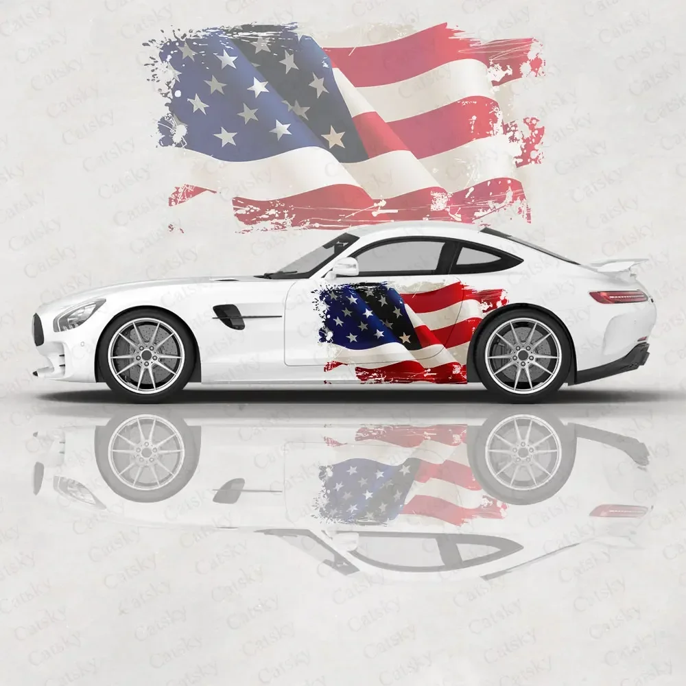 American Flag Print Custom Car Sticker Decal Hood Door Body Vinyl Sticker Graphic Wrap New Car Sticker Decoration Accessories