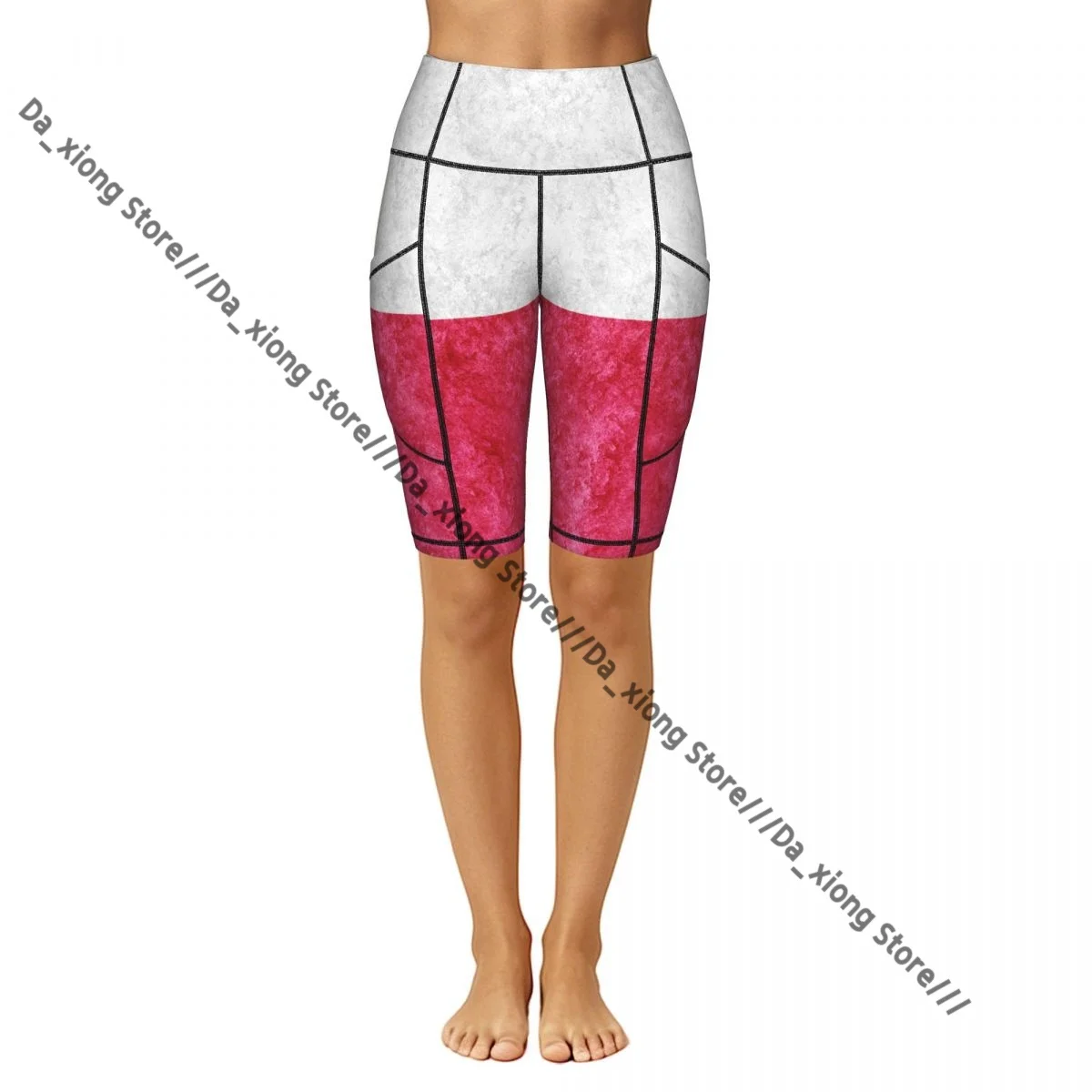 Comfortable Stretchy Yoga Shorts Poland Metallic Flag Grunge Women Gym Exercise Sports Trousers