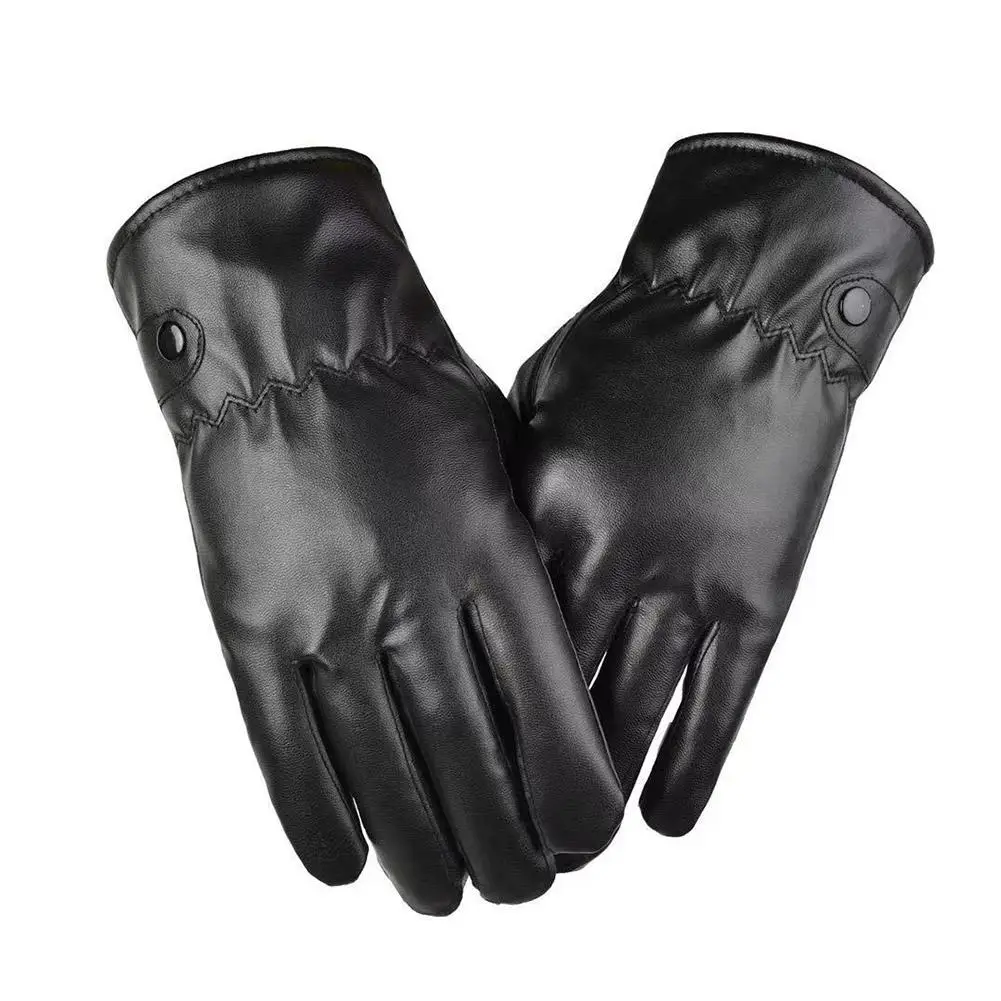 New Women Men Pu Leather Gloves Plus Velvet Warm Touchscreen Outdoor Winter Gloves Waterproof Cycling Glove Motorcycle L4E8