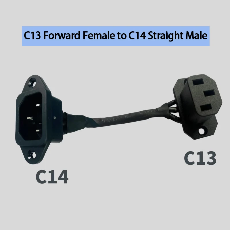 Conector macho IEC 320 C14 (con orejas de montaje) a conector hembra IEC 320 C13 (abajo - doblado), cable de extensión nominal de 250 V 10 A