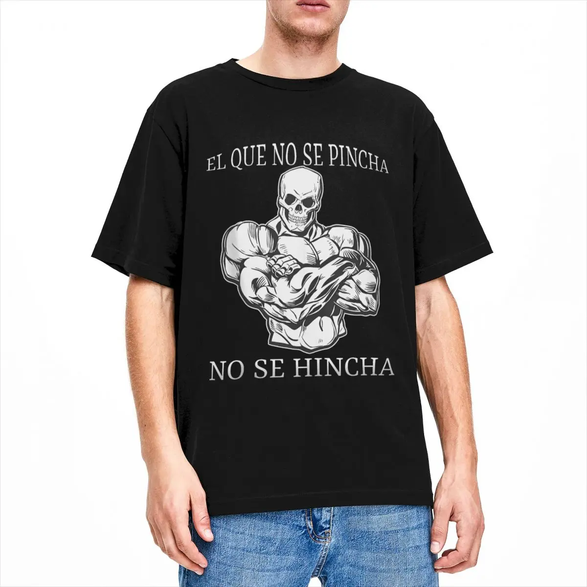 El Que No Se Pincha No Se Hincha T-Shirt Mens calacas chidas gym Aesthetic Cotton T Shirts Beach O Neck Tees Oversize Clothes