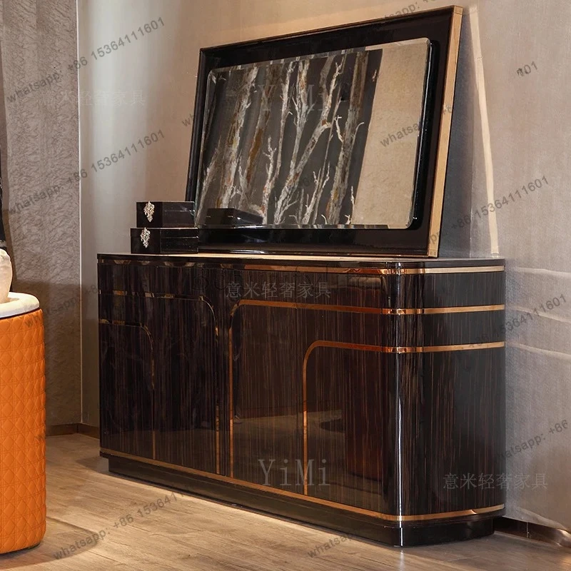 Entrance hall entrance cabinet Italian light luxury home shoe cabinet semi-circular arc post-modern locker furniture