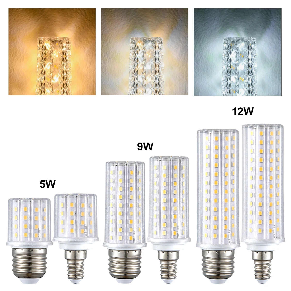 Led Bulb E27 E14 Corn Lamp 5W 9W 12W Lamps No/flicker Light 220v 230v 2835/smd And White Warm Bulbs Decorative Lighting Living