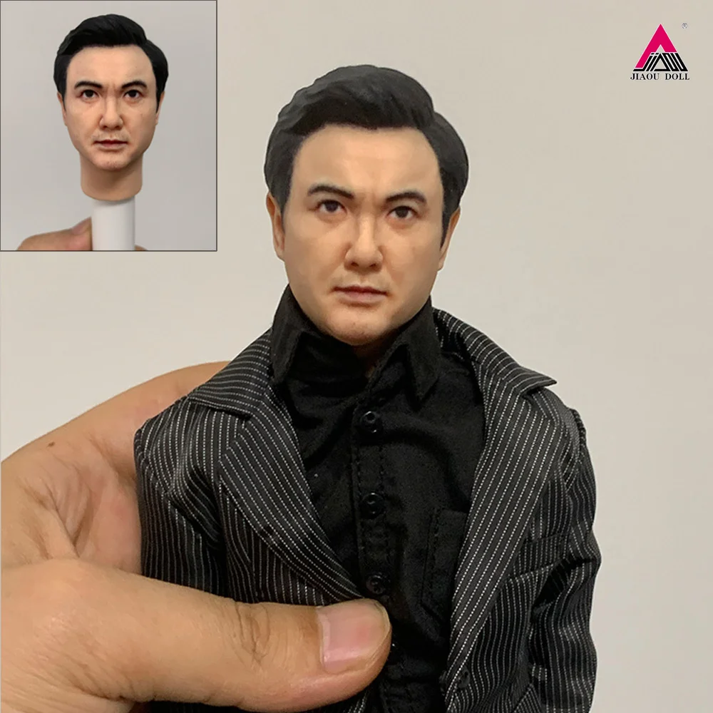 1/6 1/12 Scale Chinese Male Actor Head Painted Resin Model For 12'' 6'' Male Soldier Action Figure Body Doll