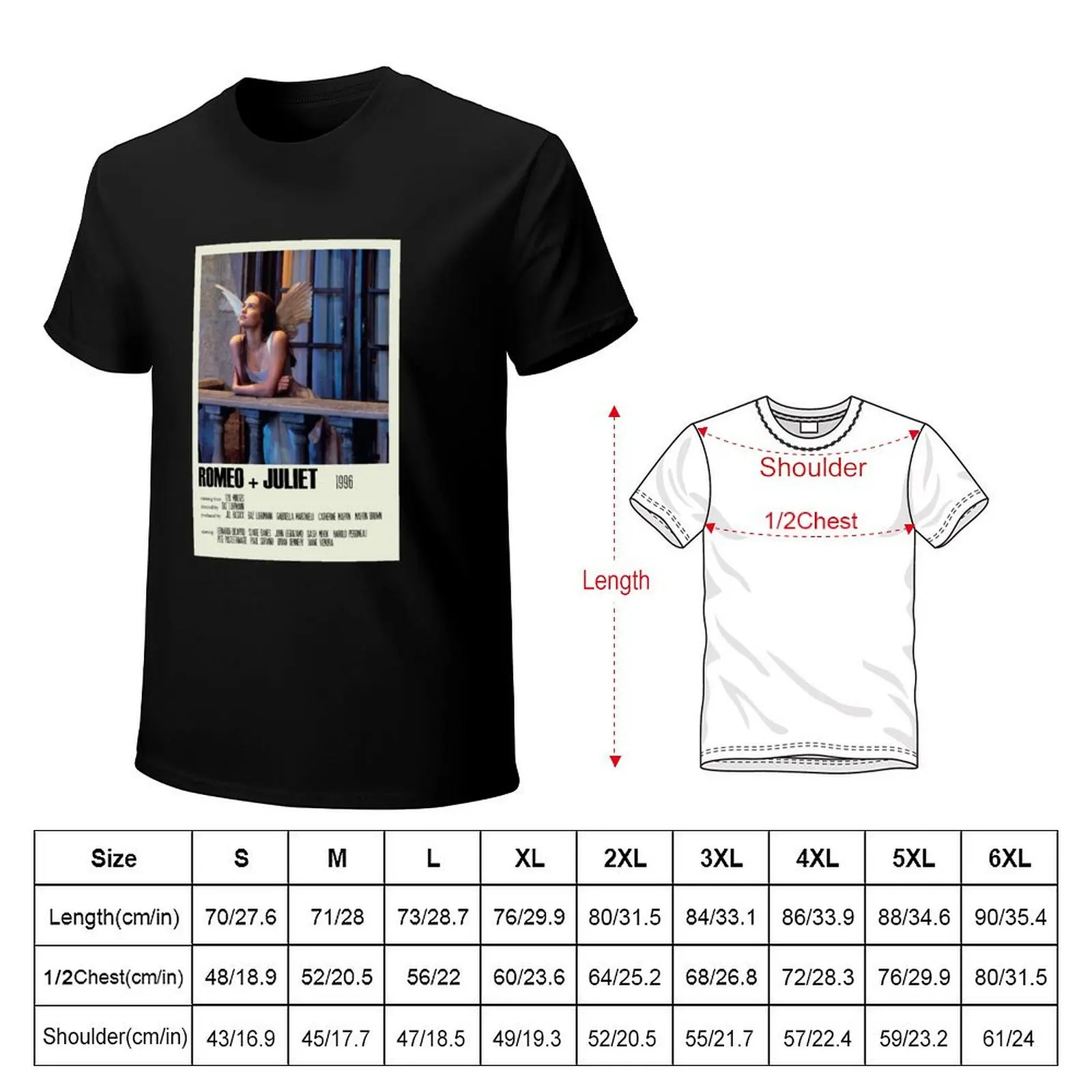 Mens Funny Romeo Love Juliet Alternative Poster Art Movie Large Gifts For Movie Fans T-Shirt Basic Solid Tee for Daily Use
