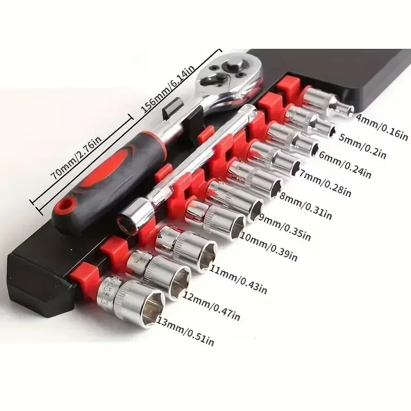 NEW 12 sets of multi-functional convenient auto repair tools ratchet fast socket wrench automotive hardware box combination