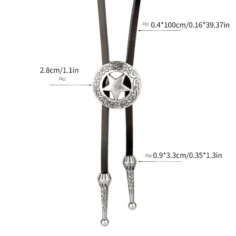 S1Y1 Adjustable Bolo Tie Popular Western Cowboy Teens Men Women Dance Necktie Gothic Shirts Hollow out Star Pendant Necktie