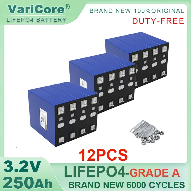 12x 3.2V 250Ah LiFePO4 Battery Lithium iron phosphate For 12v 24v 36v Inverter Campers Golf Cart Off-Road Grade A TAX FREE