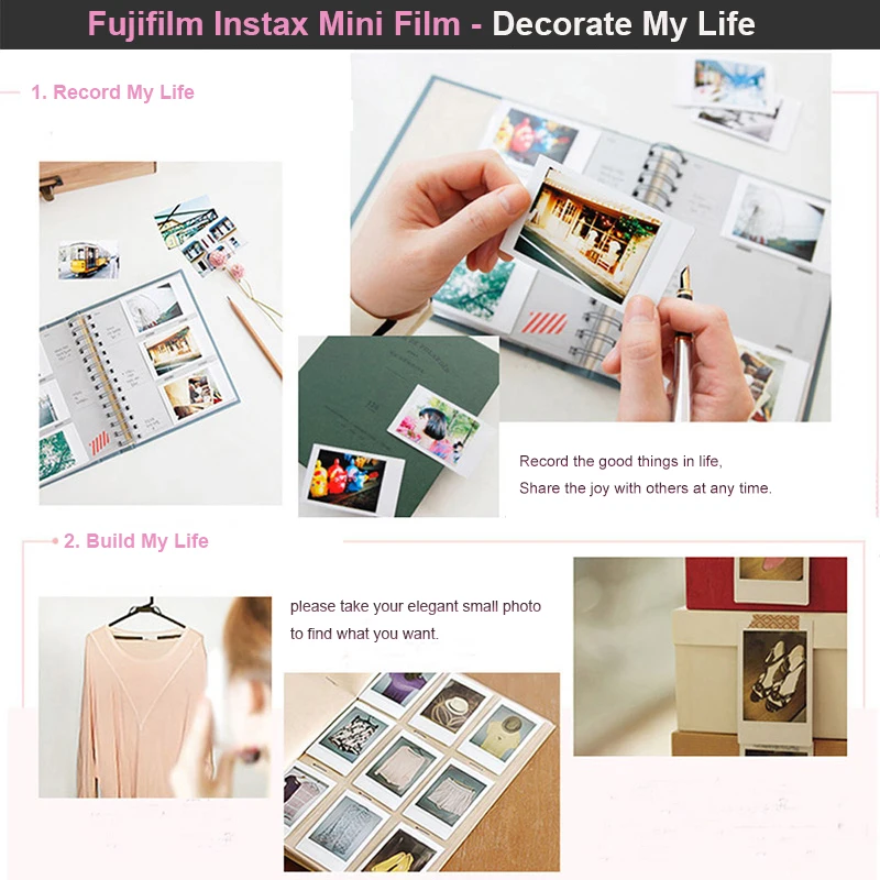 Fujifilm Instax Mini Film, 10/30 feuilles, papiers d'exposition, conception de documents pour appareil photo Fuji Instax mini 12, 11, 40, 9, 8, 7/90