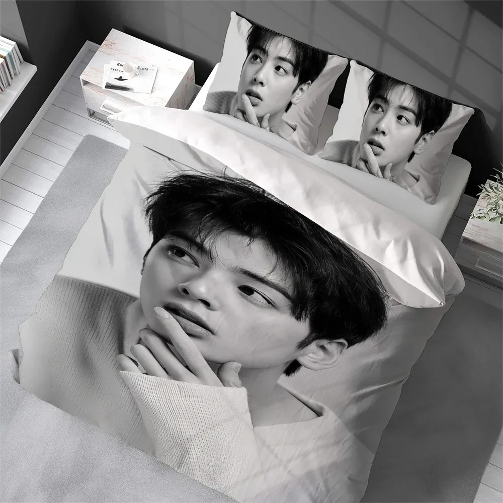 Beau Cha EunWoo ensemble de housse de couette Style maison literie doux linge coton lit 2/3 pièces ensemble étudiant dortoir cadeau