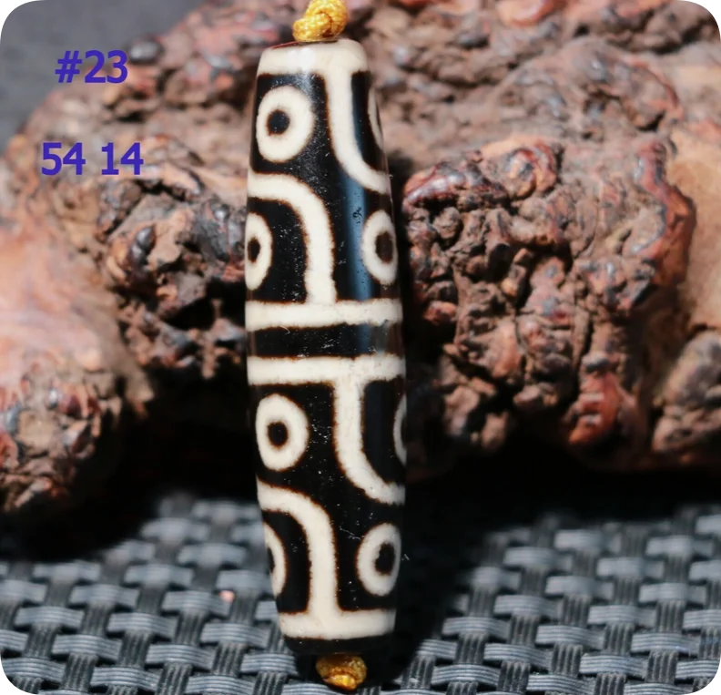 Magic Energy Tibetan Old Agate 12 Eye Master Symbol dZi Bead Pendant Amulet LLZB