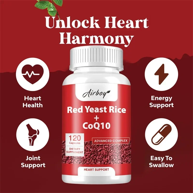 

Red Yeast Rice + CoQ10 - Supports Heart Health, Promotes Energy Production and Boosts Immune System, Antioxidants Supplement