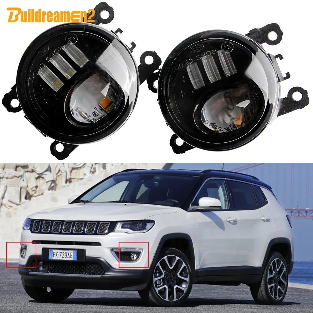 2 X 60W 6000LM Car Front LED Lens Fog Light For Jeep Compass MP 2017 2018 Fog Daytime Running Lamp H11 Assembly