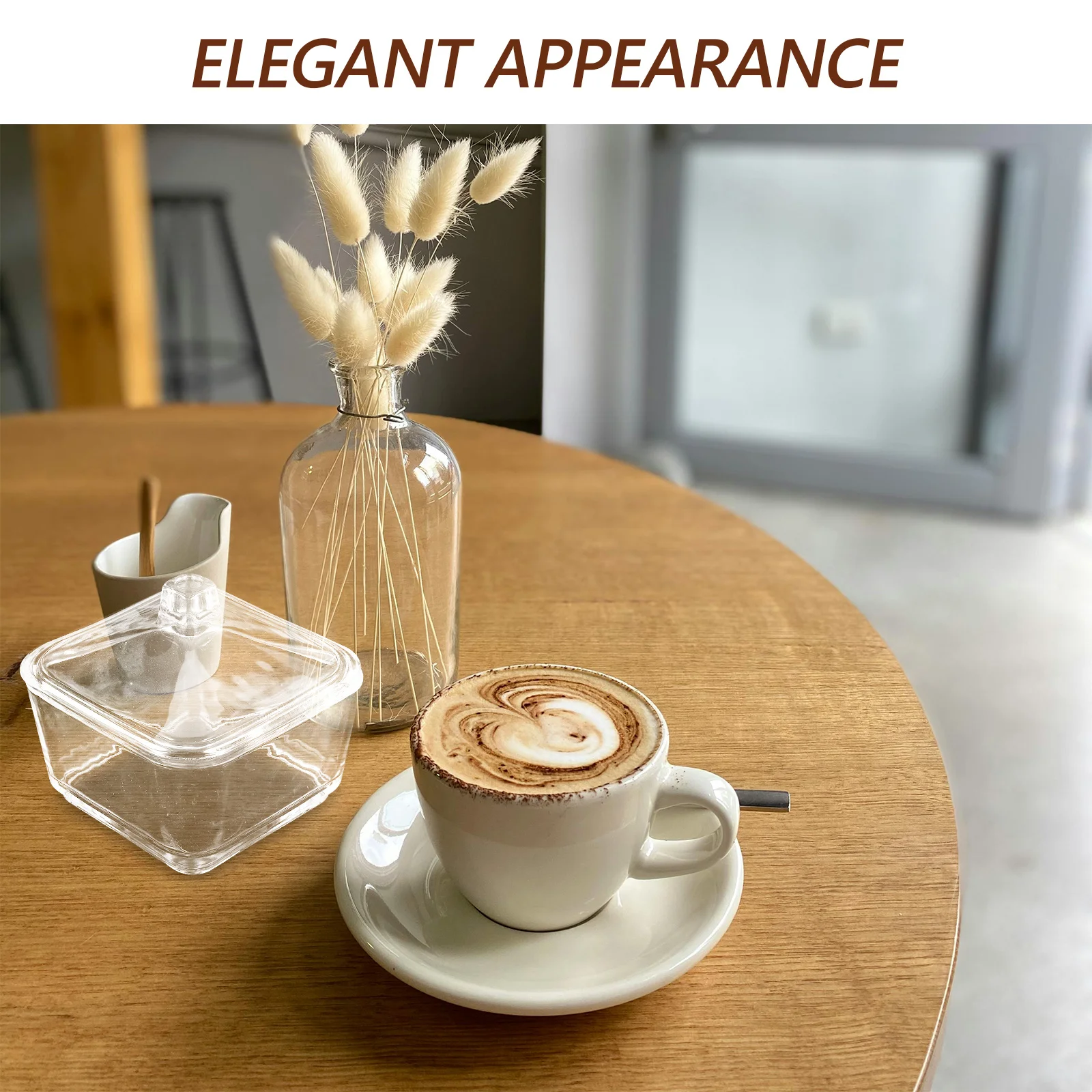 

1pcs Coffee Sugar Cube Jar Glass Airtight Container Lid For Office Home Kitchen Decorative Storage Sugar Bowl With Handle