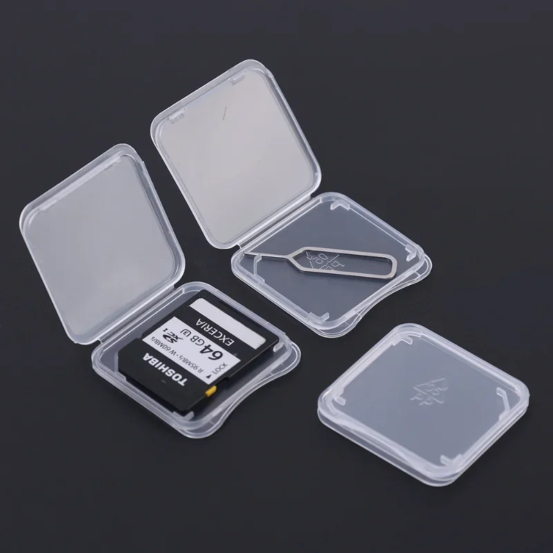 1-20PCs Transparent Standard SD SDHC Memory Card Case Holder Box Micro Storage Boxes Individual Memory Card Clear Plastic Case