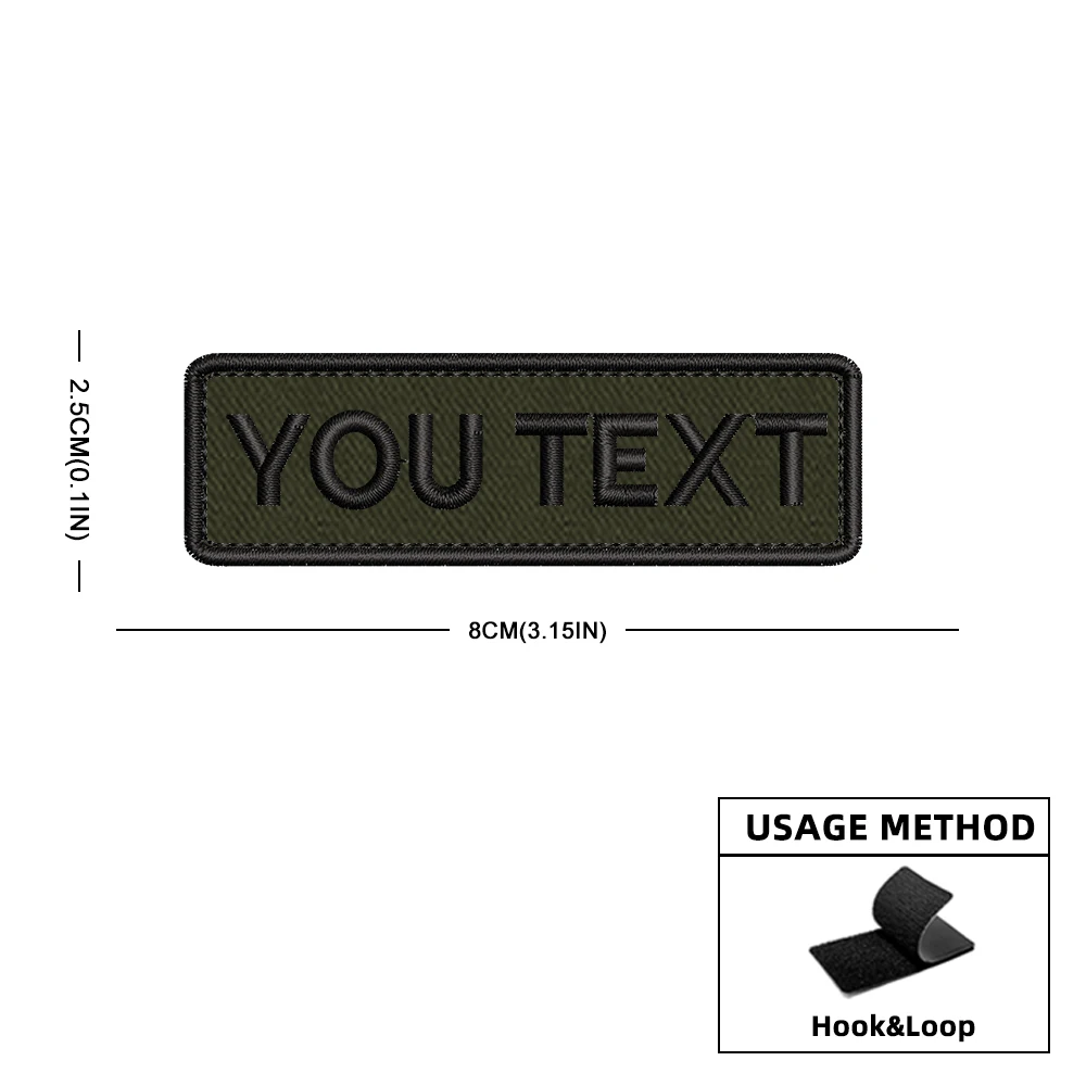 Custom Personalized Name Number Patch Stripes Badge tags Different Sizes Iron On Or Hook Loop embroidered Military green Patches