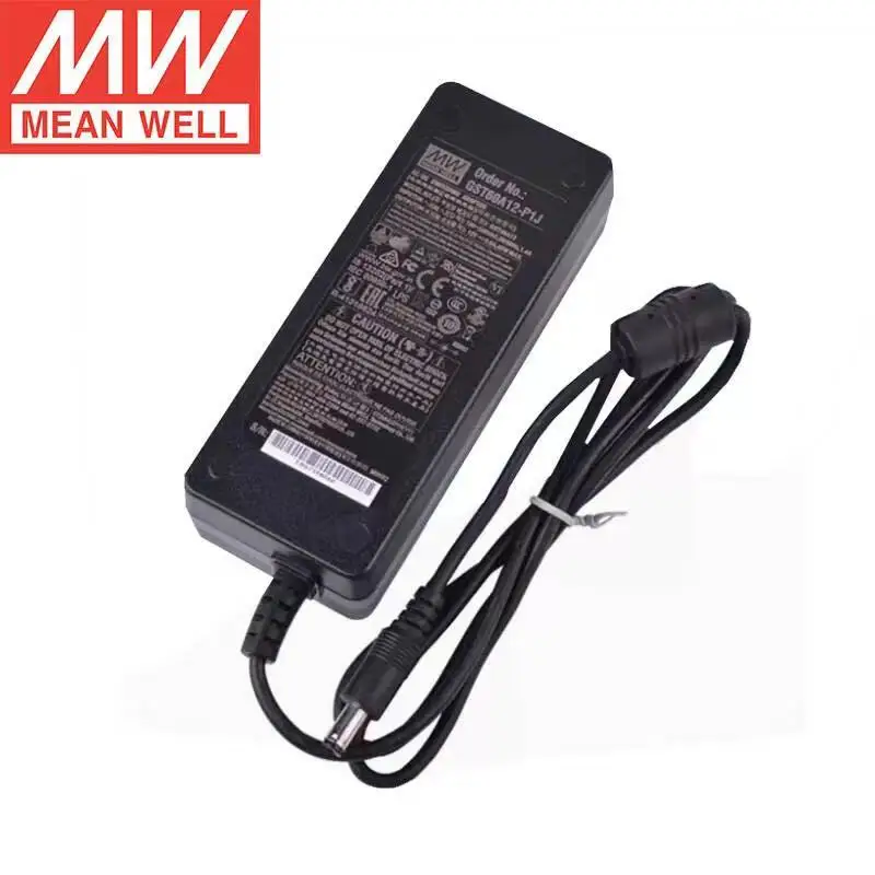 GST60A12-P1J MEAN WELL Industrial Desktop Adaptor 110V/220V AC to 12V DC 5A 60W Meanwell Level VI Adapter