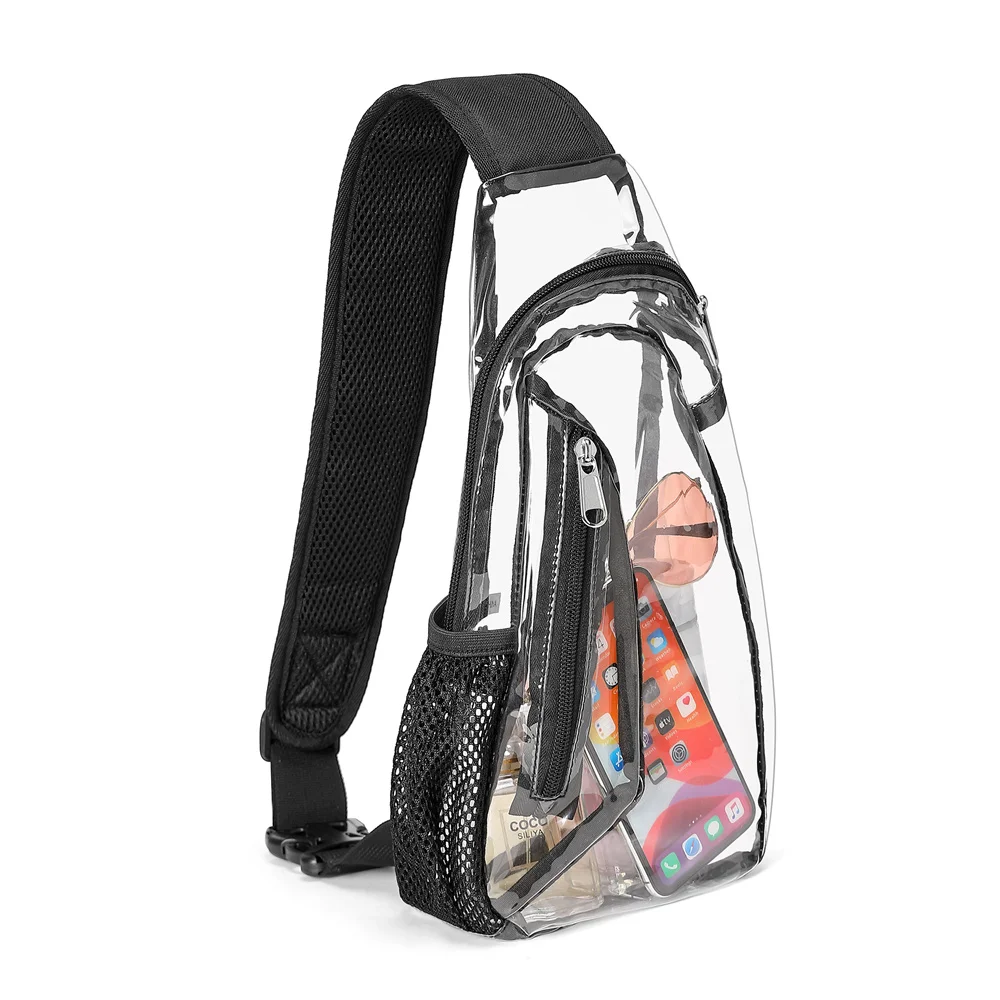 2023 New Clear Fanny Packs Bag Clear Sling Bag Stadium Approved Clear Bag Transparent Chest Daypack for Hiking Stadium Concerts