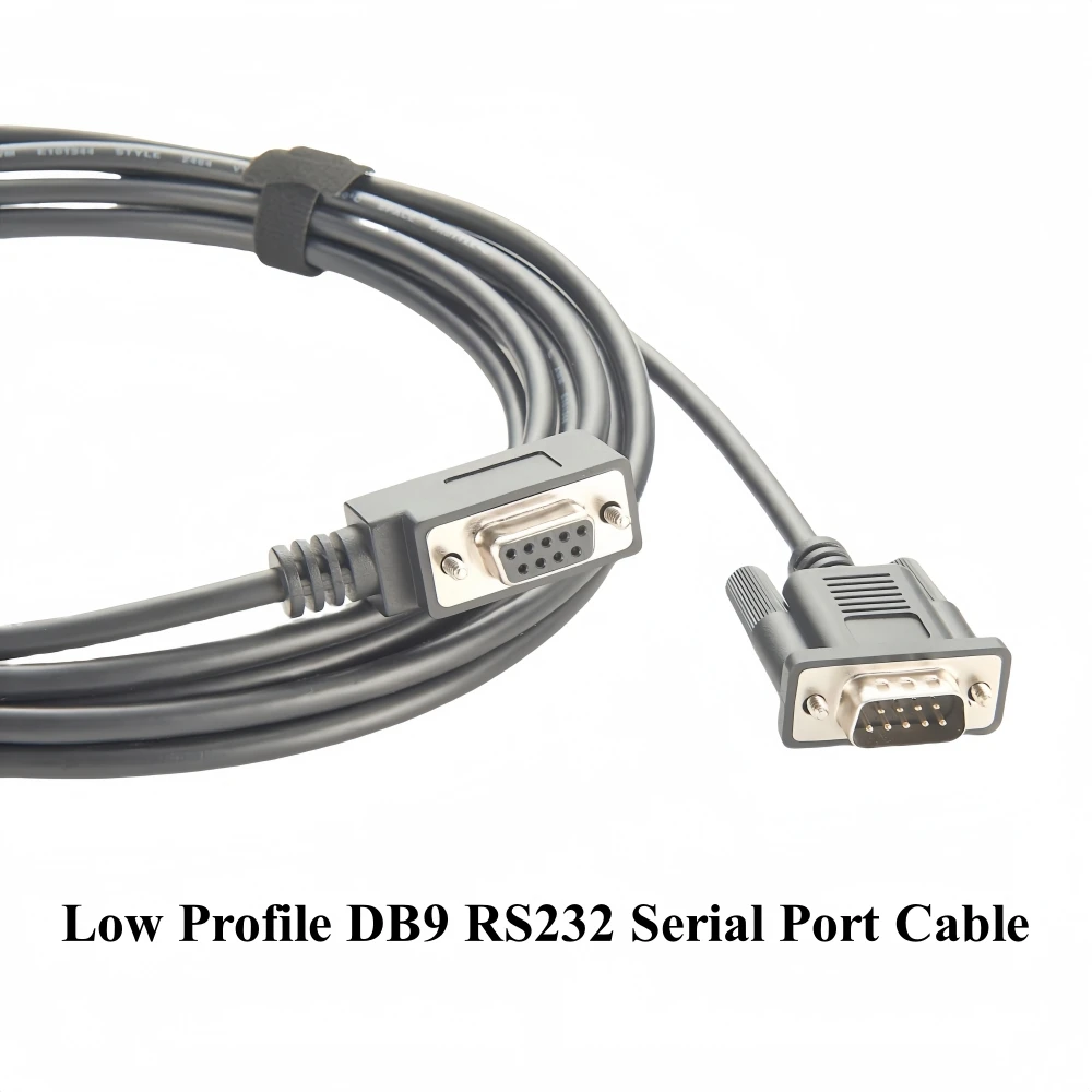 

Slim DB9 Right Angle Low Profile Cable DB9 RS232 Serial Port Cable D-Sub 9Pin Male to Female Adapter for Data Communication