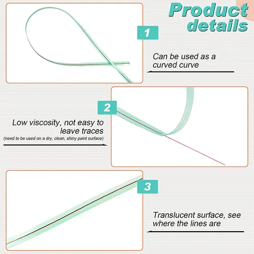 Imagen 2 del producto Cinta de corte de película de envoltura de vinilo de 5/10/50M, pegatinas para coche, línea de diseño de cinta sin cuchillo, herramientas de película para automóvil, accesorios de estilo de coche