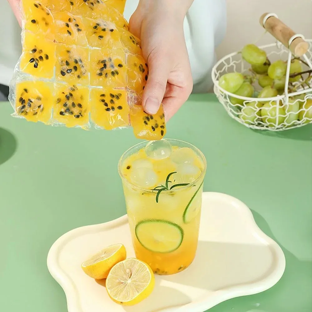 10PCS Portable Disposable Ice-making Bags Transparent Edible Frozen Ice Cube Bags Self-Seal Lattice Ice Mould Kitchen Gadgets