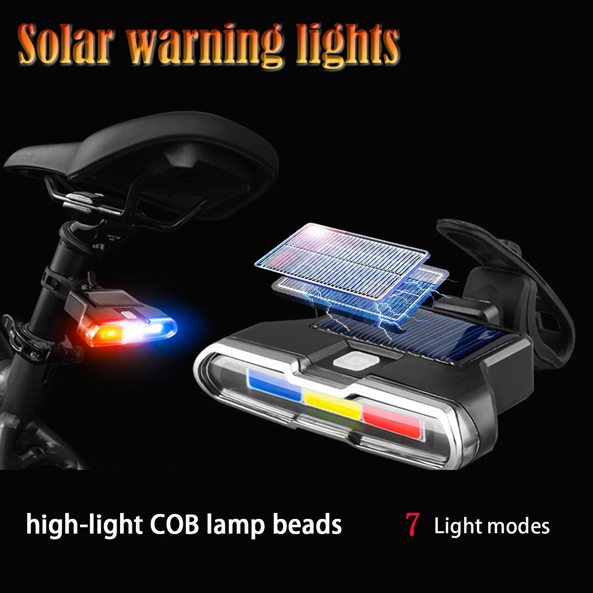 Solar powered intelligent Headlamp 7 modes Bicycle Front Lamp Safety Taillight waterproof COB Super Bright  Bike Rear lights