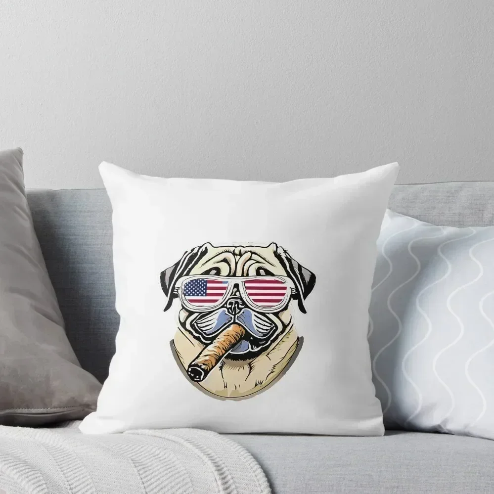 

pug wearing sunglasses and smoking cigar Throw Pillow Christmas Pillows Sitting Cushion christmas pillow case pillow