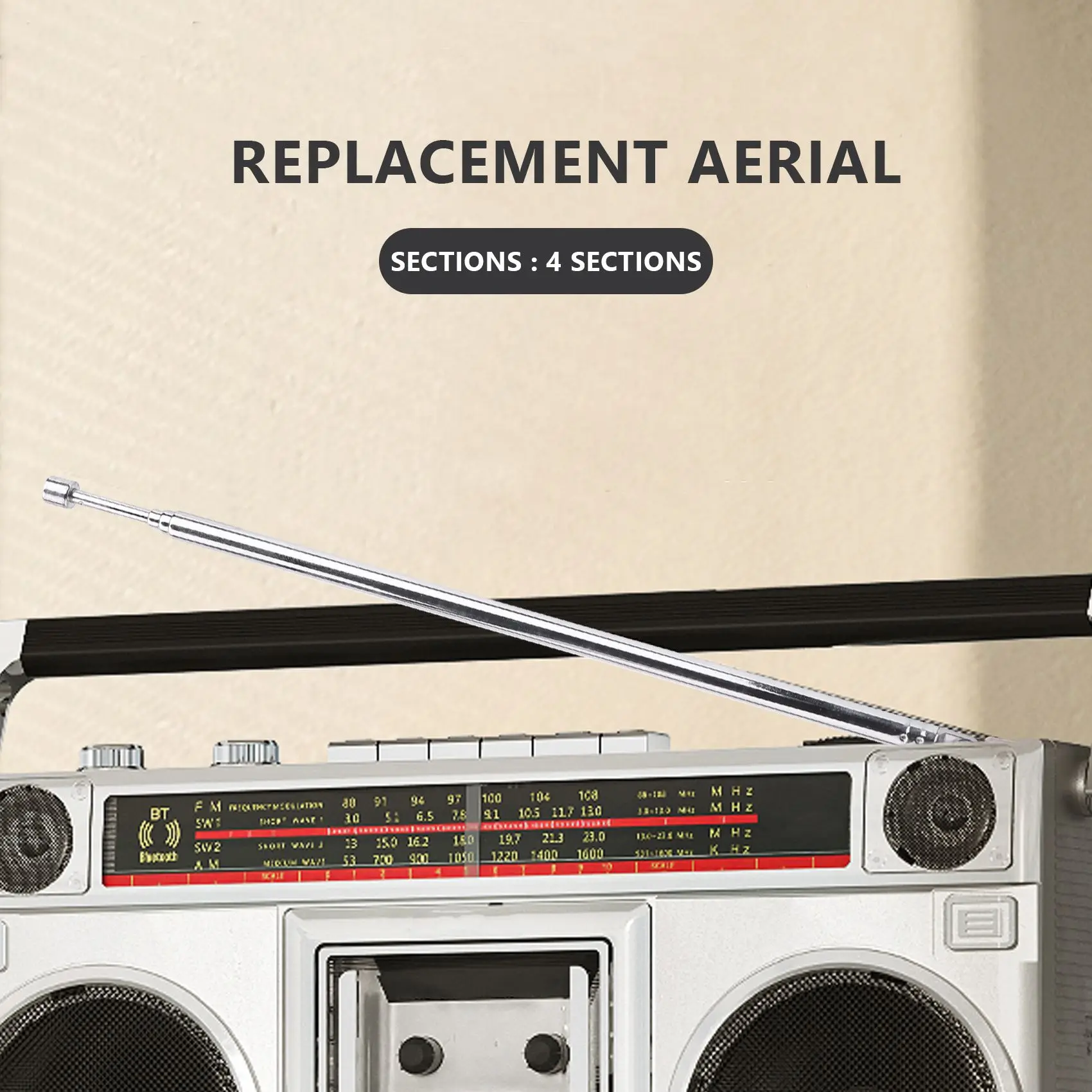 Nova substituição 60cm 4 seções antena telescópica para rádio tv