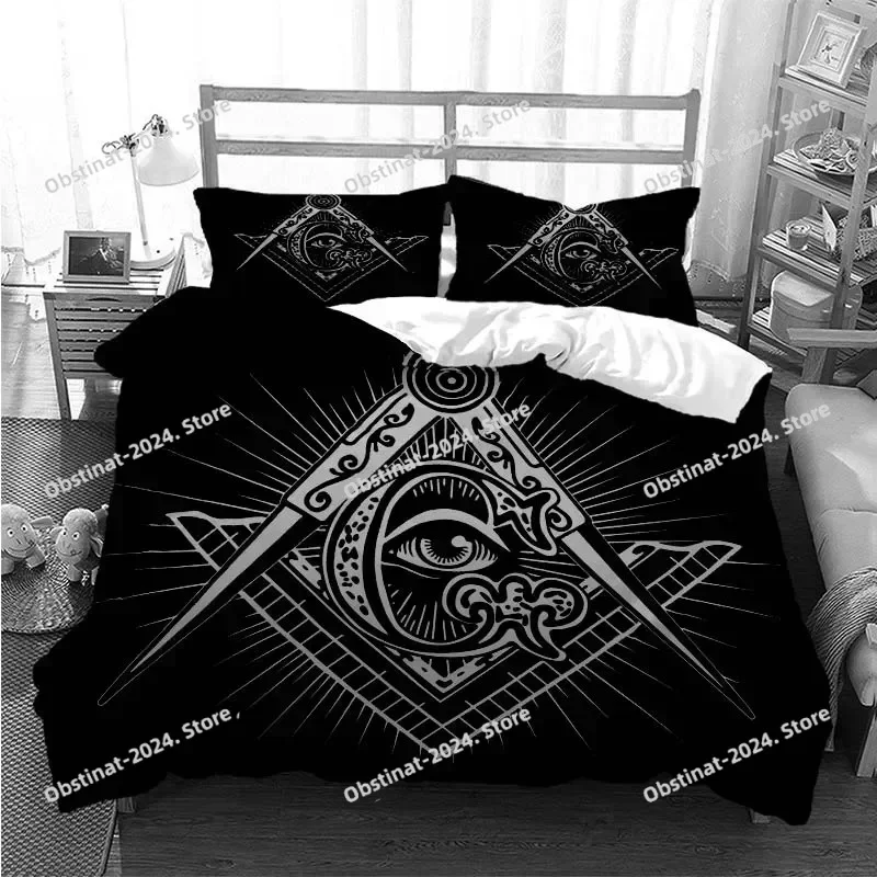 3D Printed Masonic Freemason Illuminati Bedding Set Duvet Cover Double Twin Full Queen King Adult Kids Bedclothes Quilt Cover