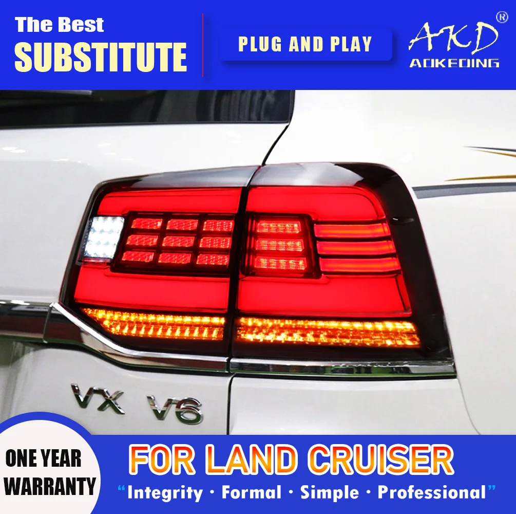 AKD Tail Lamp for Land Cruiser LED Tail Light 2016-2019 Land Cruiser LC200 Rear Fog Brake Turn Signal Automotive Accessories