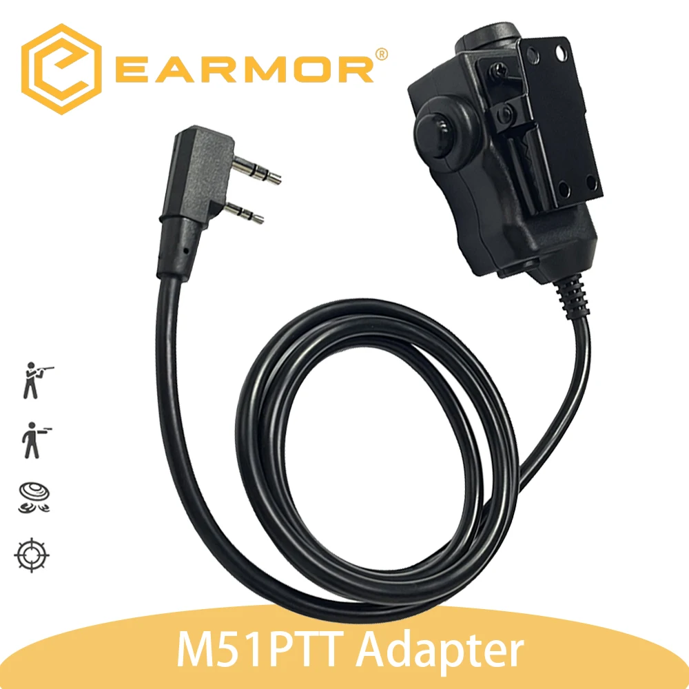 EARMOR M51 PTT محول الادسنس التكتيكية سماعة الهاتف التوصيل التكتيكية سماعة ملحق إصبع خط زر الجمع