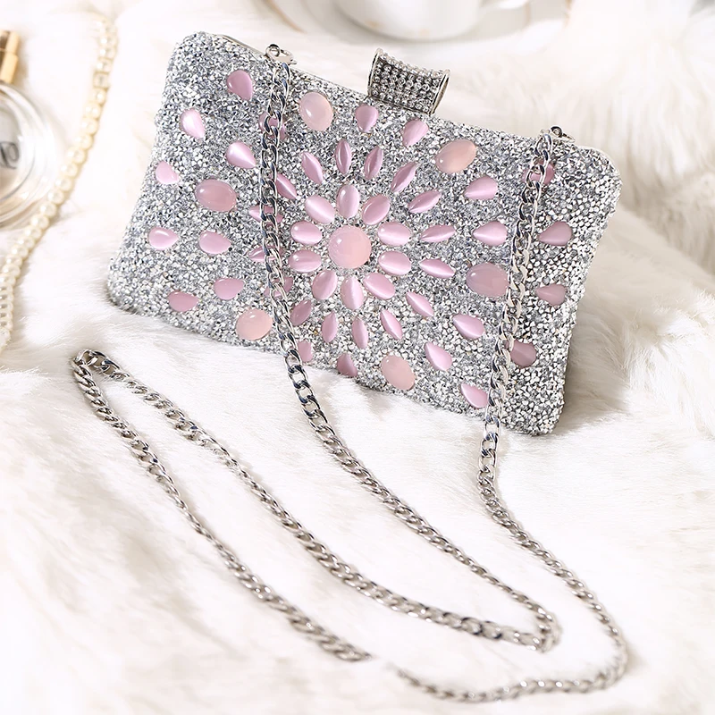 Best Seller Bag Fashion Lady Clutch Evening Bag With Agate Gemstone 18*18mm For Woman Wedding Dinner Meeting Banquet Dating Gift