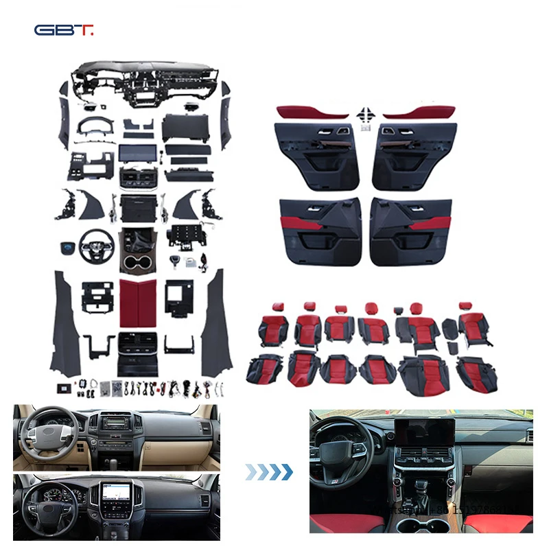 GBT Newest LC300 Red Model Inner  Body Kit Instrument Panel Assembly Seat Cover Door Panel for 2008-2021 Toyota Land Cruiser 200