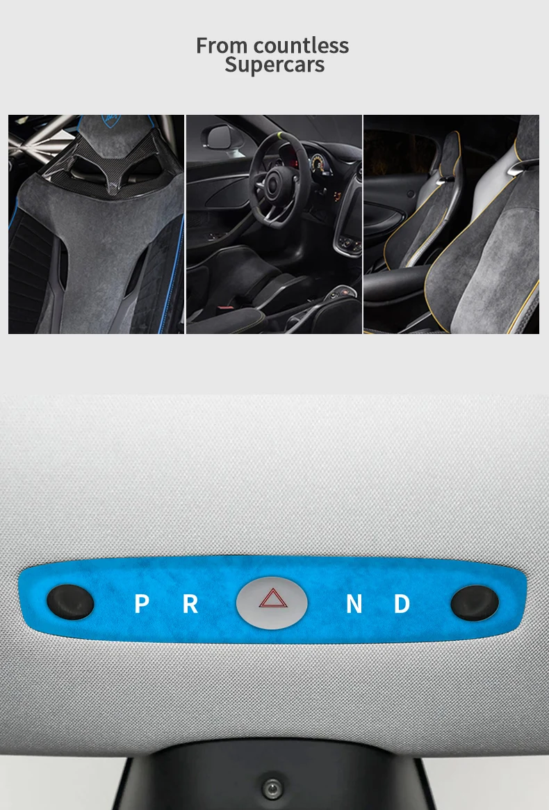 Für Tesla Model 3 (2023-) Model Y (2025-) Auto Vorderes Leselicht-Panel Zierleiste Aufkleber aus Alcantara Innenraum-Tuning Zubehör – Detail 3
