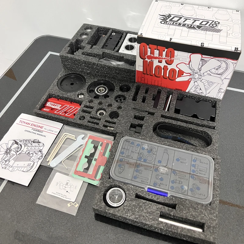 TOYAN FS L200AC Nitro Twin Engine Model Kit 7cc Inline Twin Four Stroke Air Cooled Red Engine Model Kit view 6