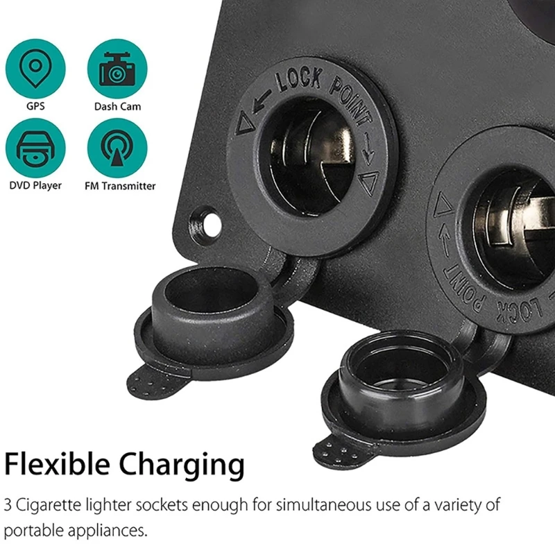 USB Socket 4.2A 6 in1 Power Outlet ON-OFF Toggle Panel for Car RV AOS